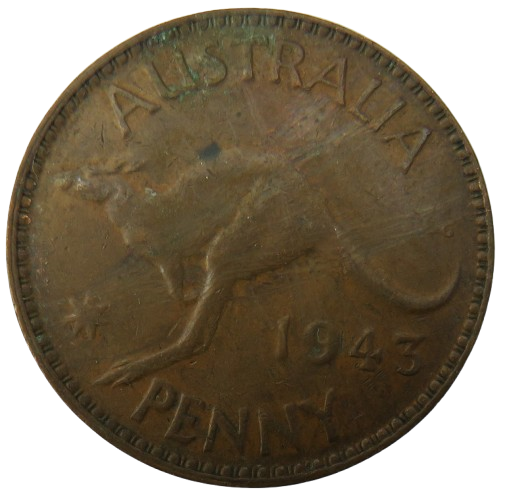 1943 King George VI Australia One Penny Coin