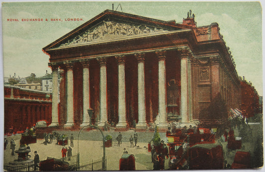 Vintage Postcard of Royal Exchange & Bank, London