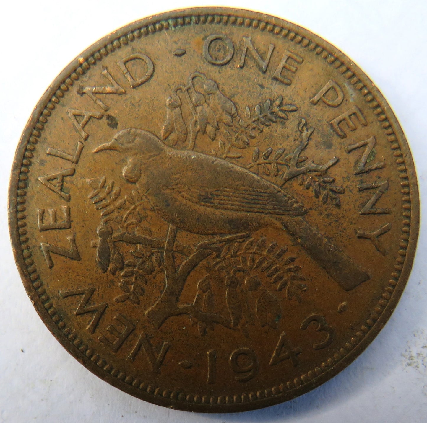 1943 King George VI New Zealand One Penny Coin