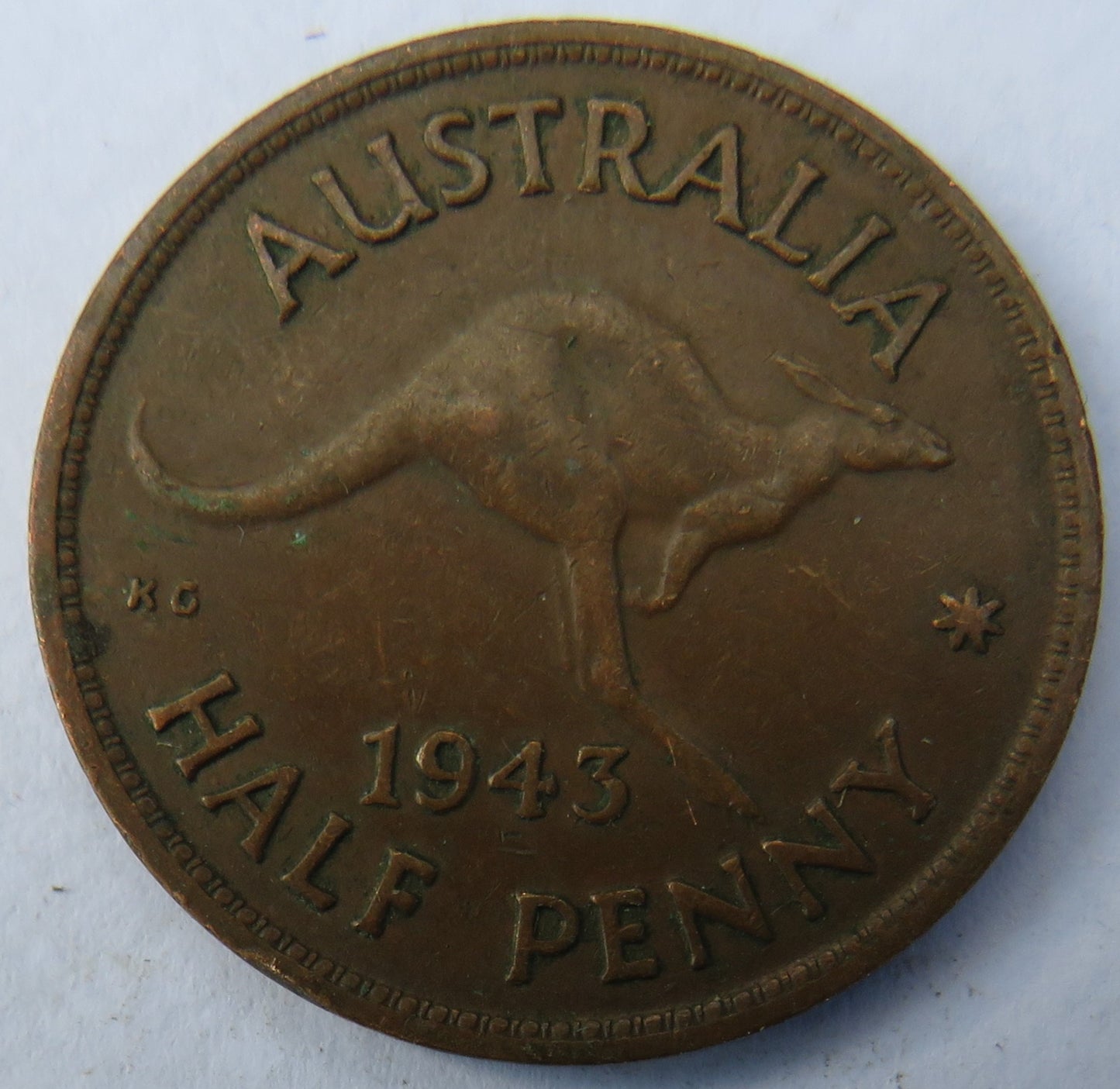 1943 King George VI Australia Halfpenny Coin