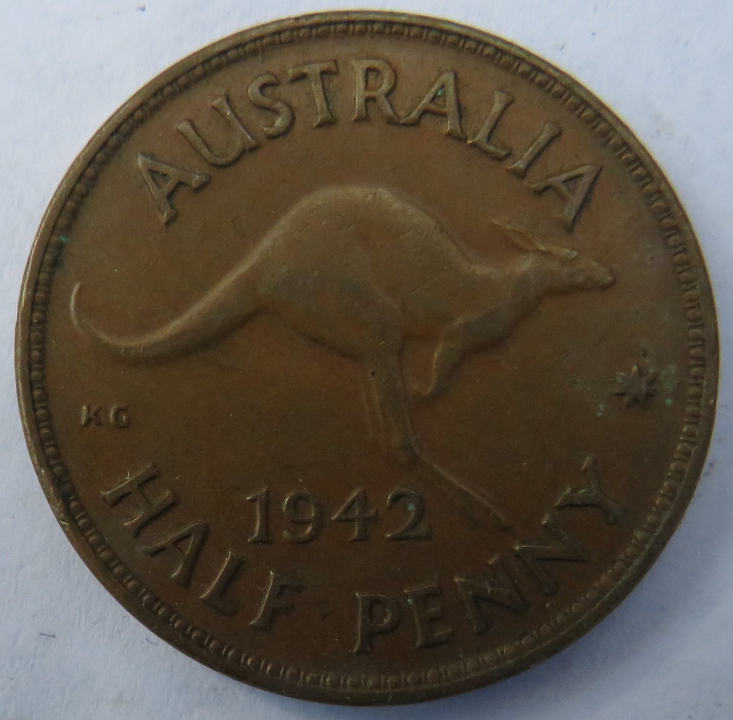 1942 King George VI Australia Halfpenny Coin