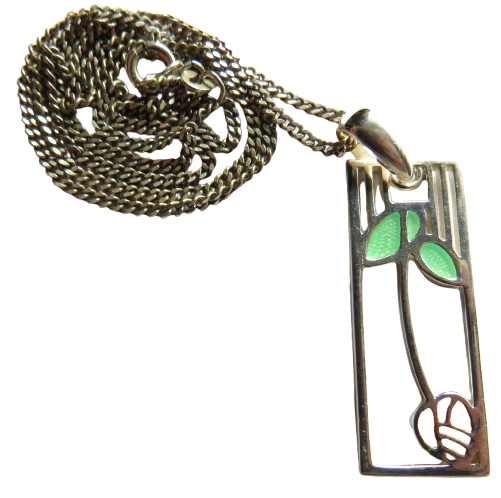 Good Quality Sterling Silver Necklace & Pendant By Malcolm Gray Ortak In Mackintosh Style