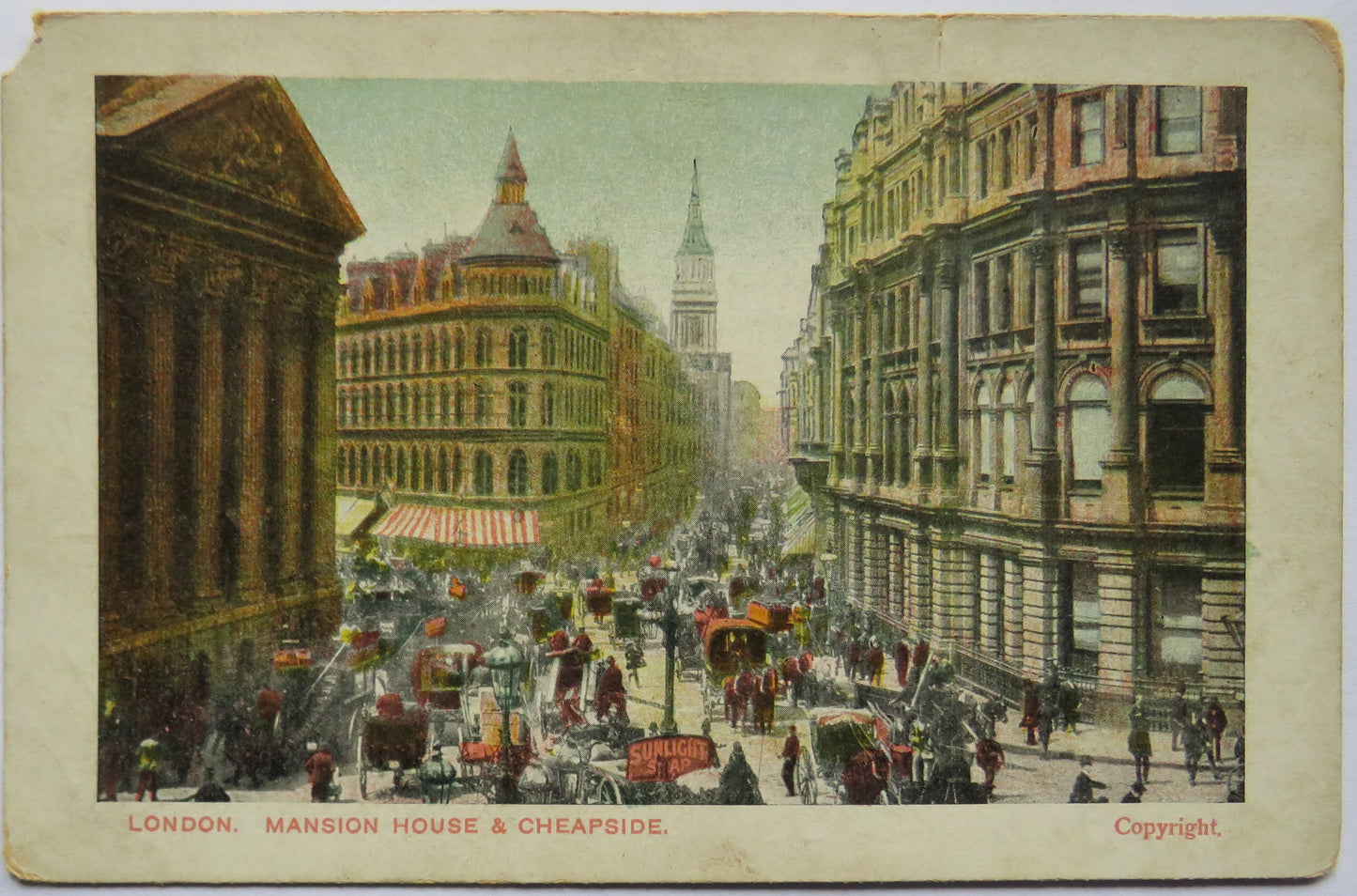 Vintage Postcard of London, Masion House & Cheapside, 1909