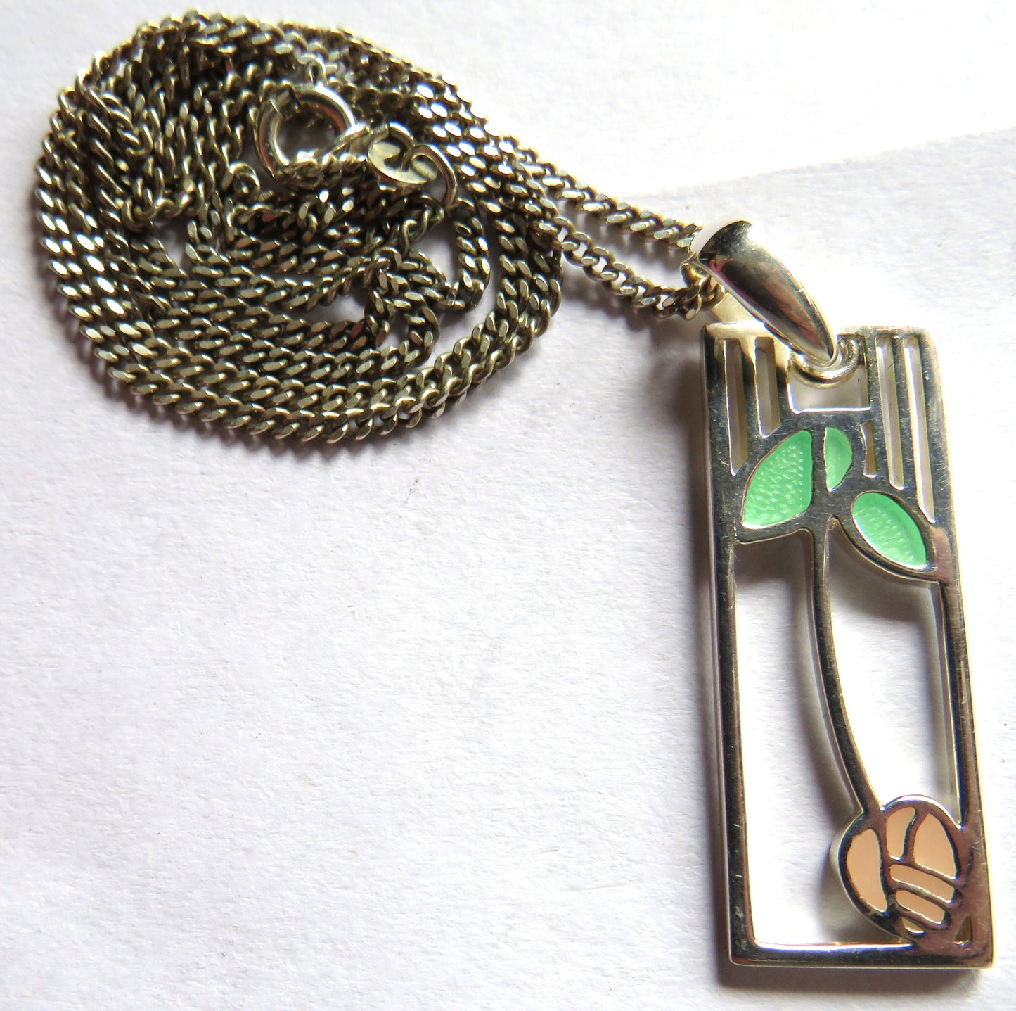 Good Quality Sterling Silver Necklace & Pendant By Malcolm Gray Ortak In Mackintosh Style