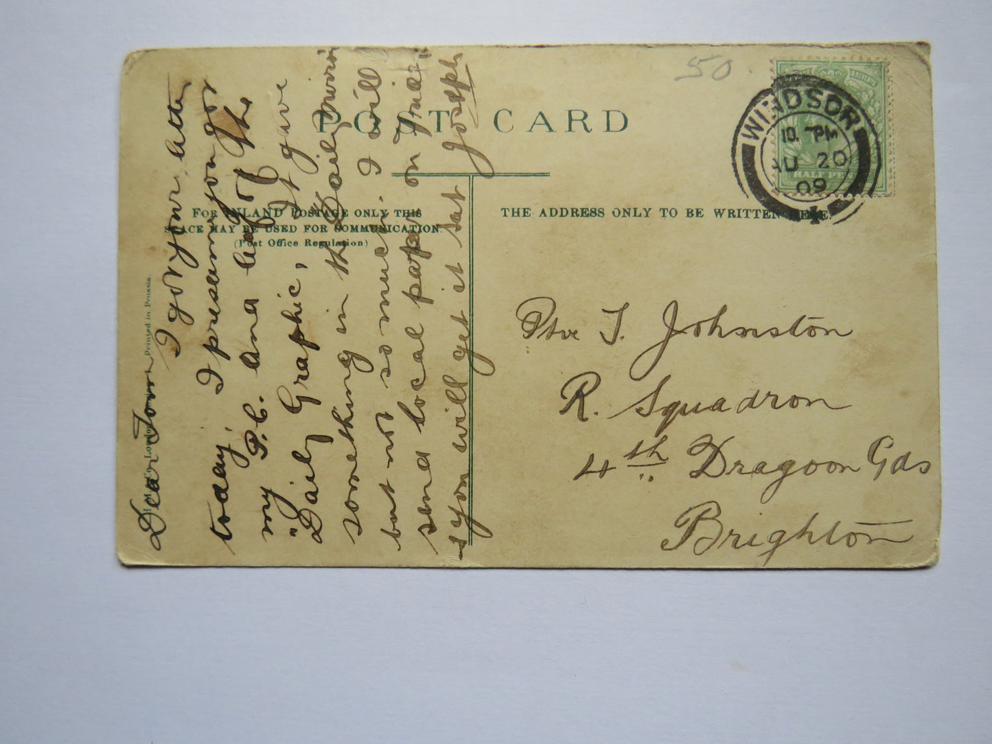 Vintage Postcard of London, Hyde Park, Rotten Row, 1909