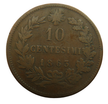 Load image into Gallery viewer, 1863 Italy 10 Centesimi Coin
