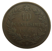 Load image into Gallery viewer, 1866-H Italy 10 Centesimi Coin
