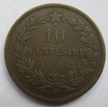 Load image into Gallery viewer, 1866-H Italy 10 Centesimi Coin
