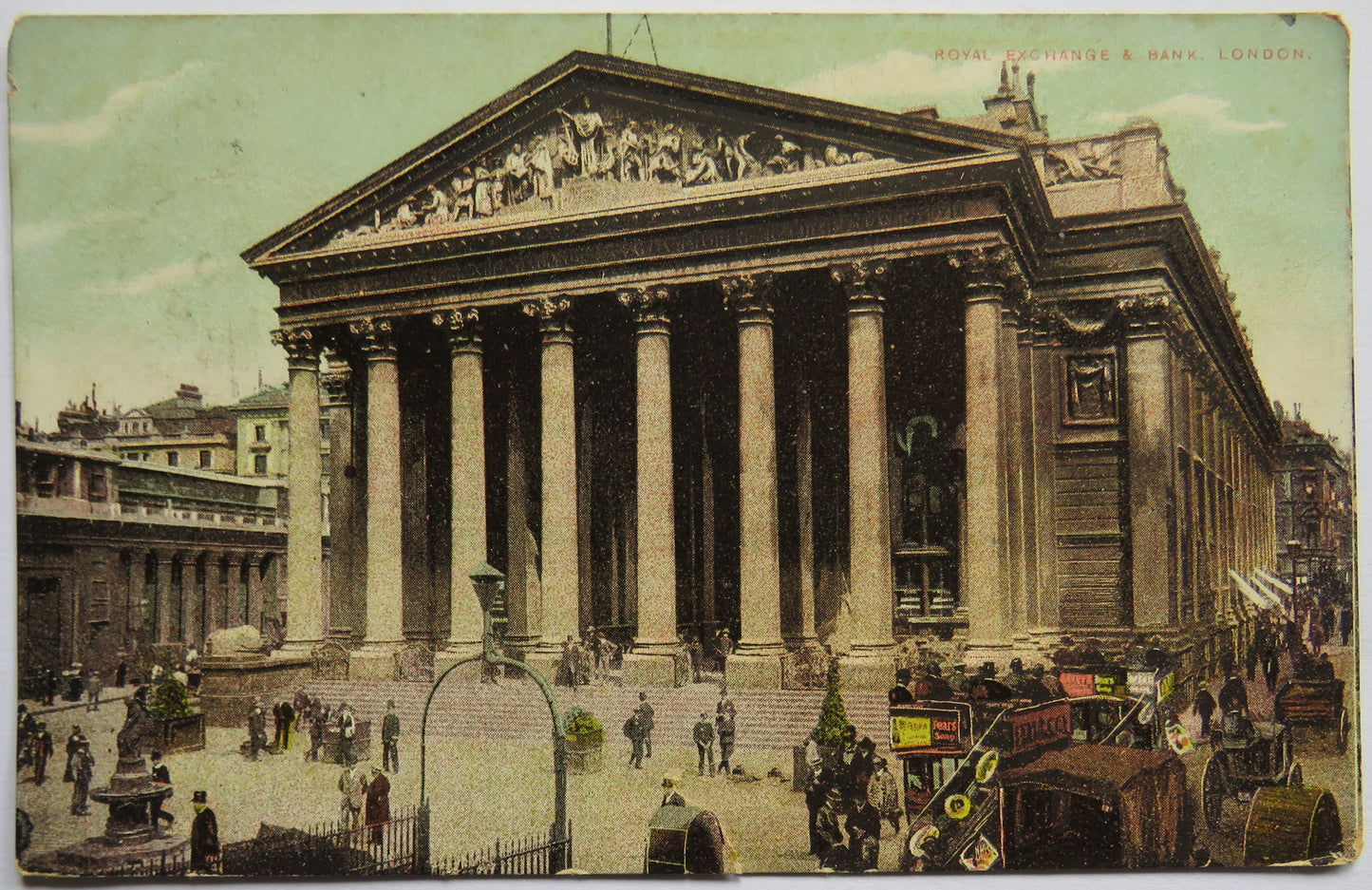 Vintage Postcard of Royal Exchange & Bank, London, 1903