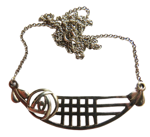 Ladies Sterling Silver Necklace & Pendant In Charles Rennie Mackintosh Style