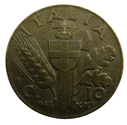 1943 Italy 10 Centesimi Coin