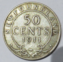 Load image into Gallery viewer, 1911 King George V Newfoundland Silver 50 Cents Coin
