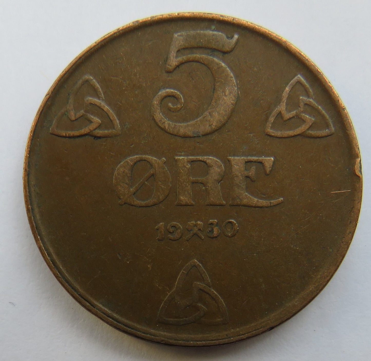 1930 Norway 5 Ore Coin