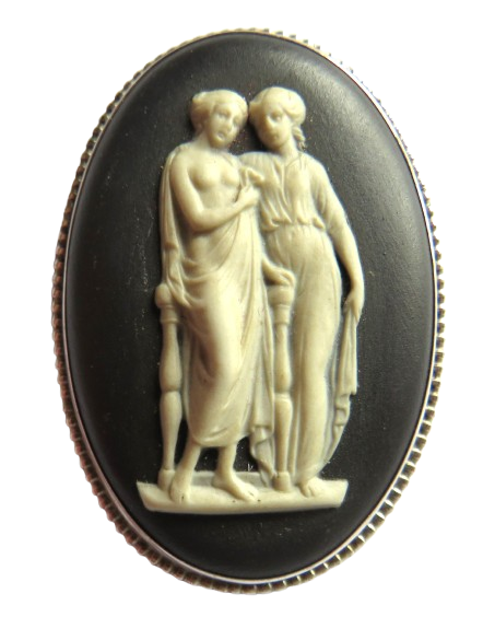 Vintage Ladies Wedgwood Silver Mounted Brooch