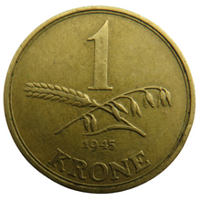 Load image into Gallery viewer, 1945 Denmark One Krone Coin
