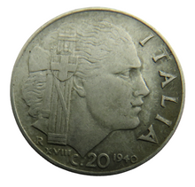 Load image into Gallery viewer, 1940 Italy 20 Centesimi Coin
