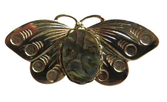 Ladies Metal & Shell Butterfly Brooch