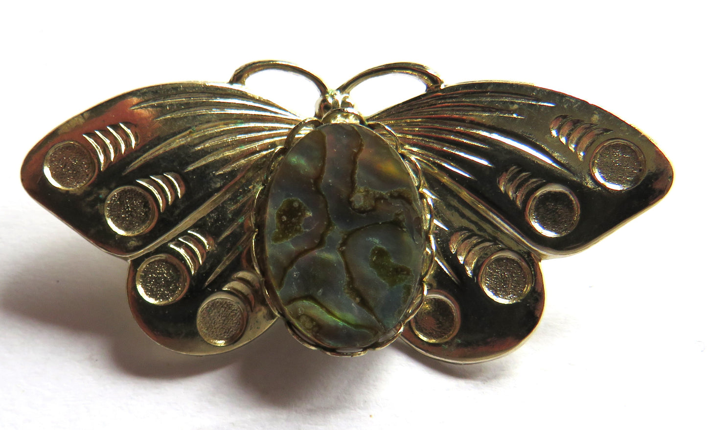 Ladies Metal & Shell Butterfly Brooch