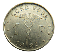 Load image into Gallery viewer, 1922 Belgium One Franc Coin
