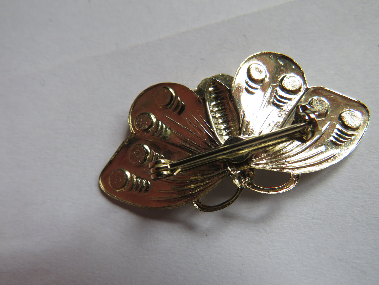 Ladies Metal & Shell Butterfly Brooch