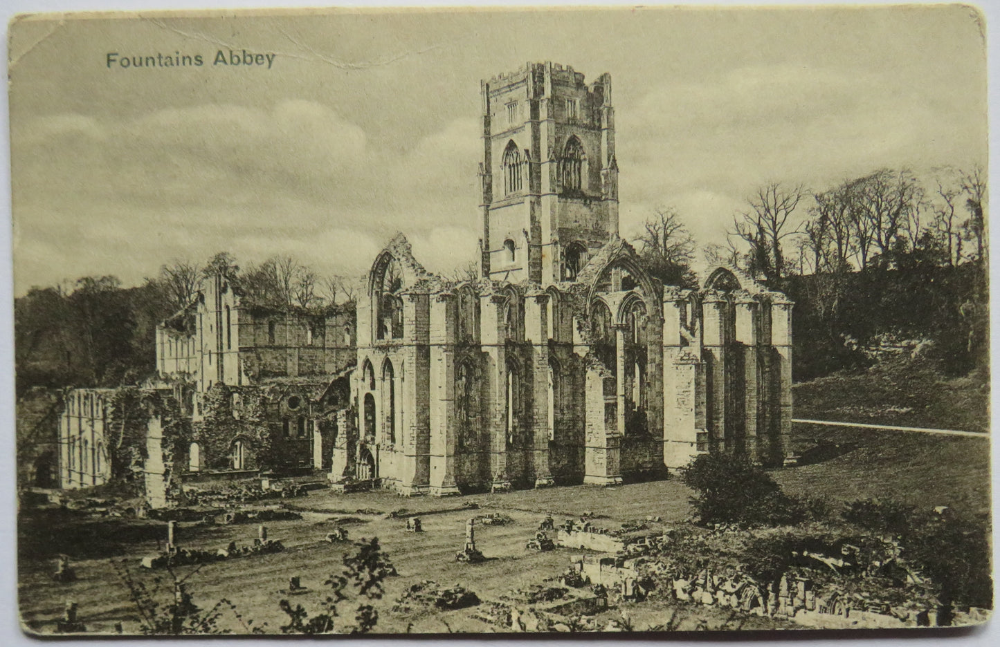 Vintage Postcard of Fountains Abbey, 1905