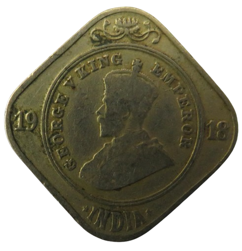 1918 King George V India 2 Annas Coin