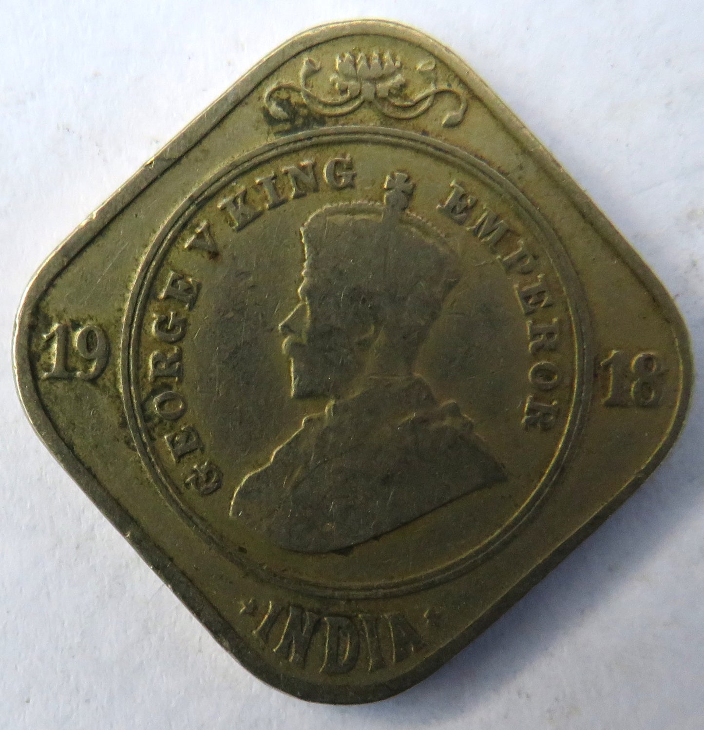 1918 King George V India 2 Annas Coin