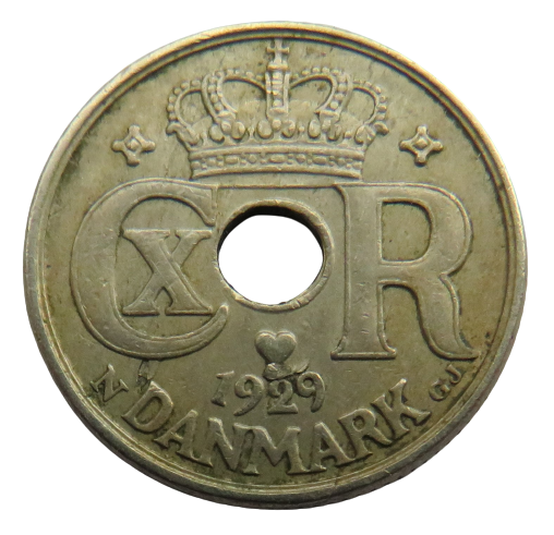 1929 Denmark 10 Ore Coin