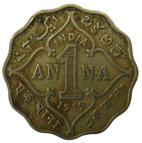 1919 King George V India 1 Anna Coin