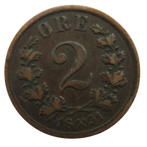 1891 Norway 2 Ore Coin