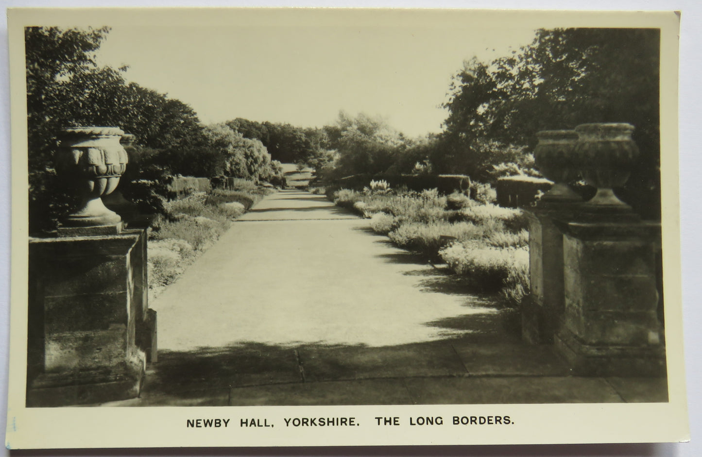 Vintage Postcard of Newby Hall, Yorkshire.  The Long Borders