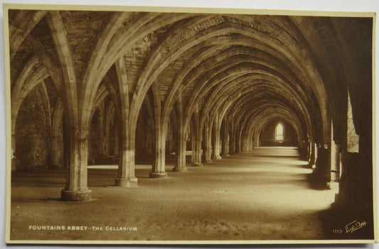 Vintage Postcard of Fountains Abbey - The Cellarium