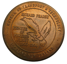 Load image into Gallery viewer, 1877-1953 Richard W Pearse Engineer and Aviator Auckland New Zealand Souvenir Medal
