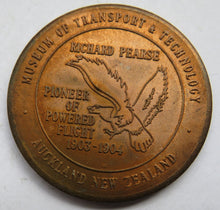 Load image into Gallery viewer, 1877-1953 Richard W Pearse Engineer and Aviator Auckland New Zealand Souvenir Medal
