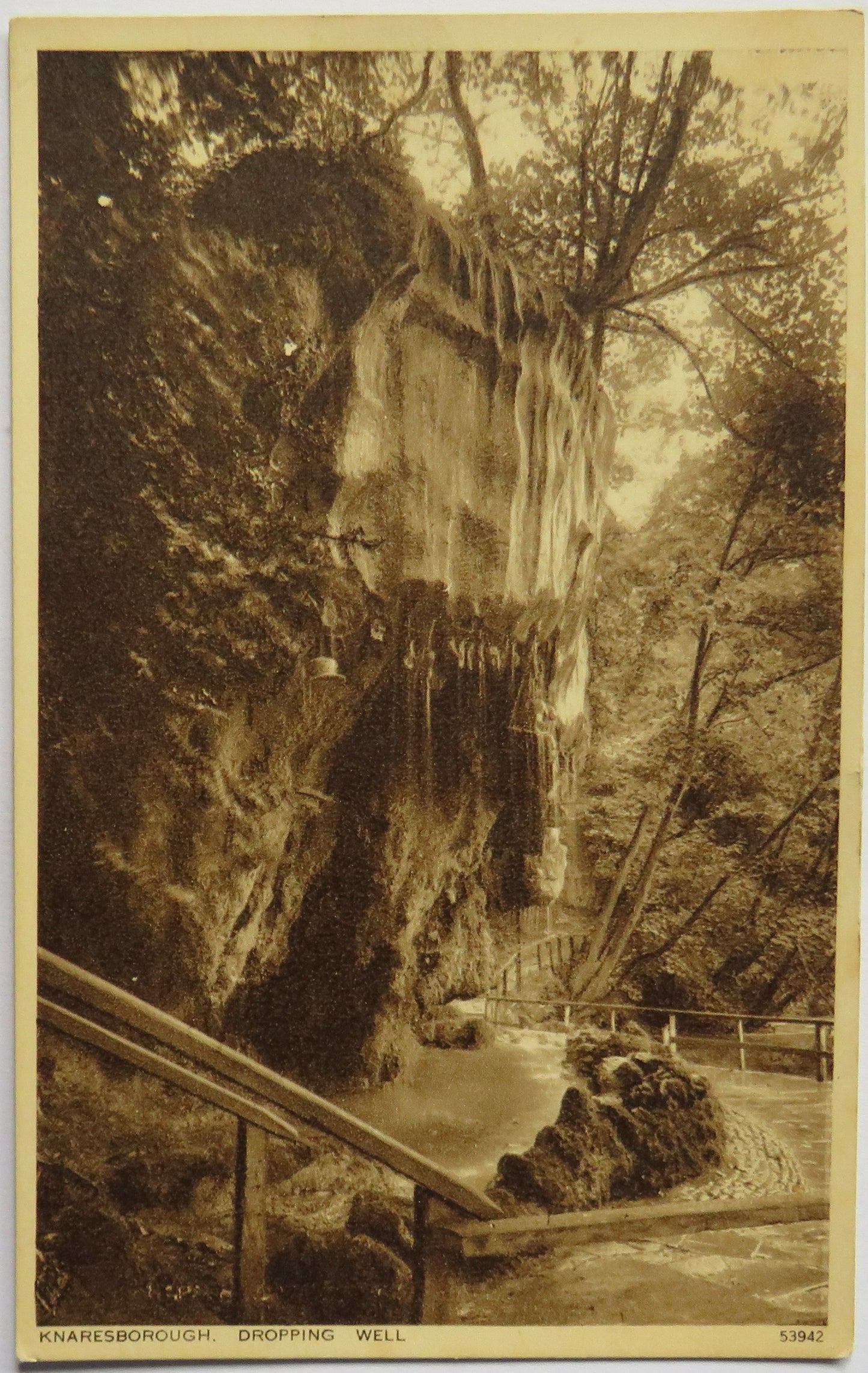 Vintage Postcard of Knaresborough, Dropping Well