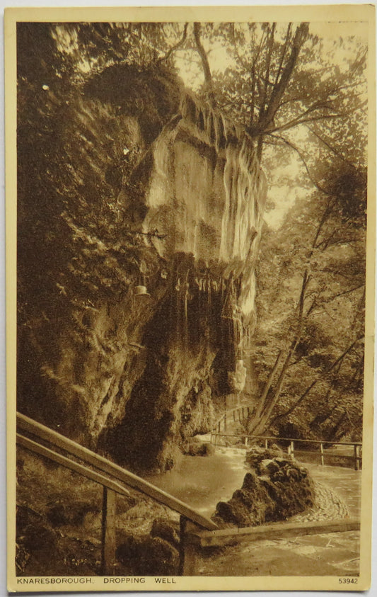 Vintage Postcard of Knaresborough, Dropping Well