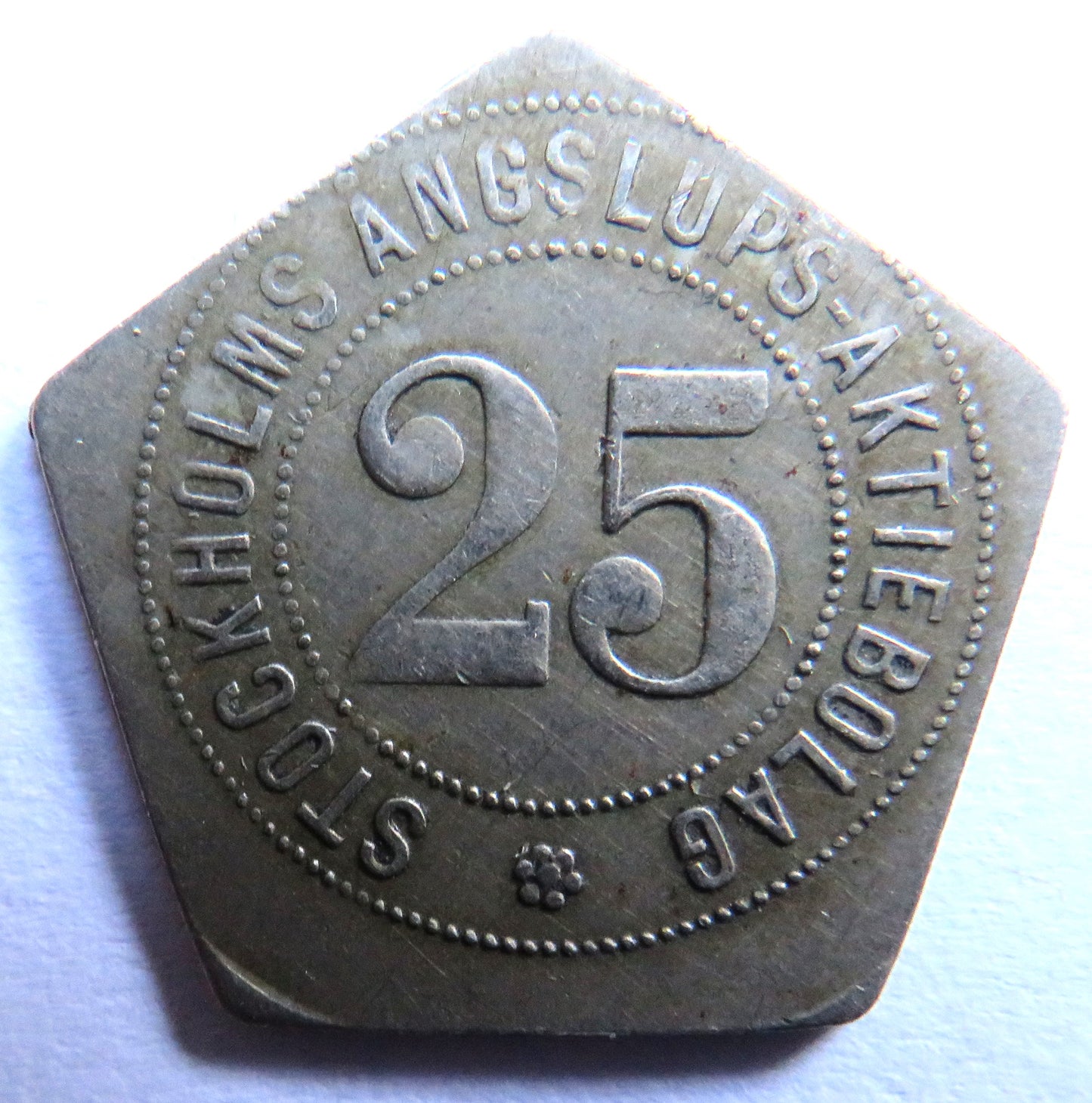Stockholms Angslops -Aktiebolag 25 Ore Vintage Swedish Token