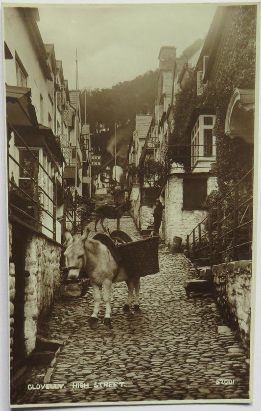 Vintage Postcard of Clovelly, High Street