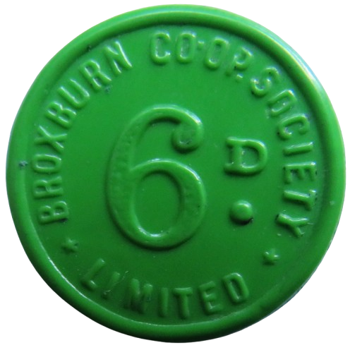 Broxburn Cooperative Society 6d Sixpence Token