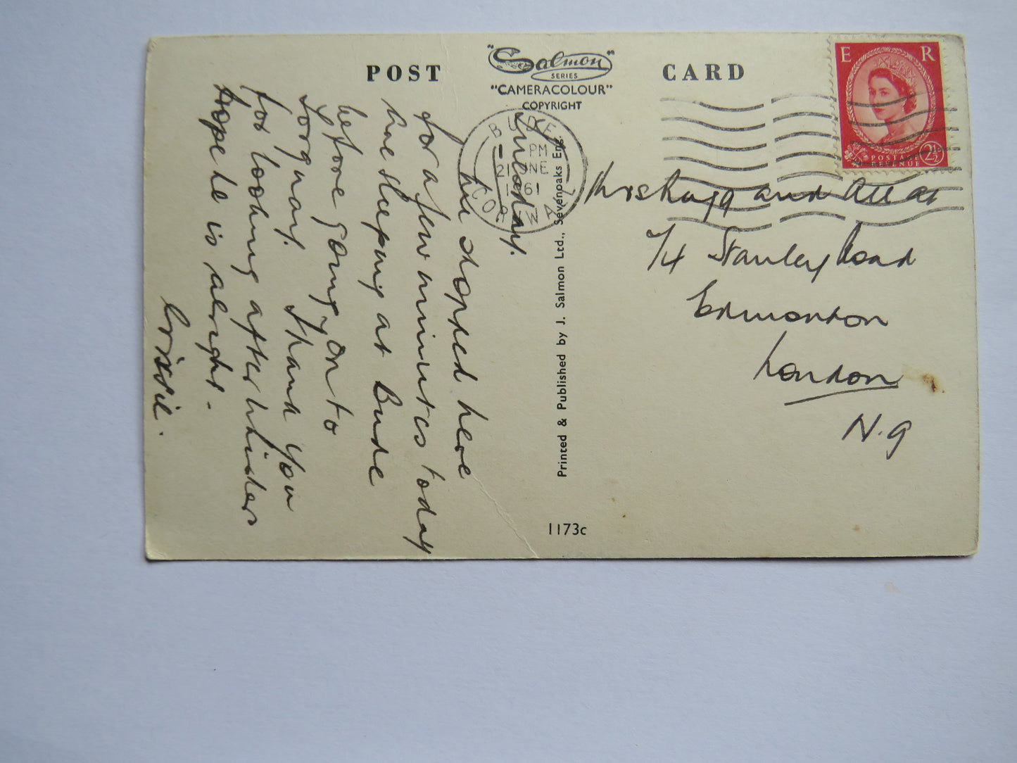 Vintage Postcard of Up-A-Long, Clovelly, 1961