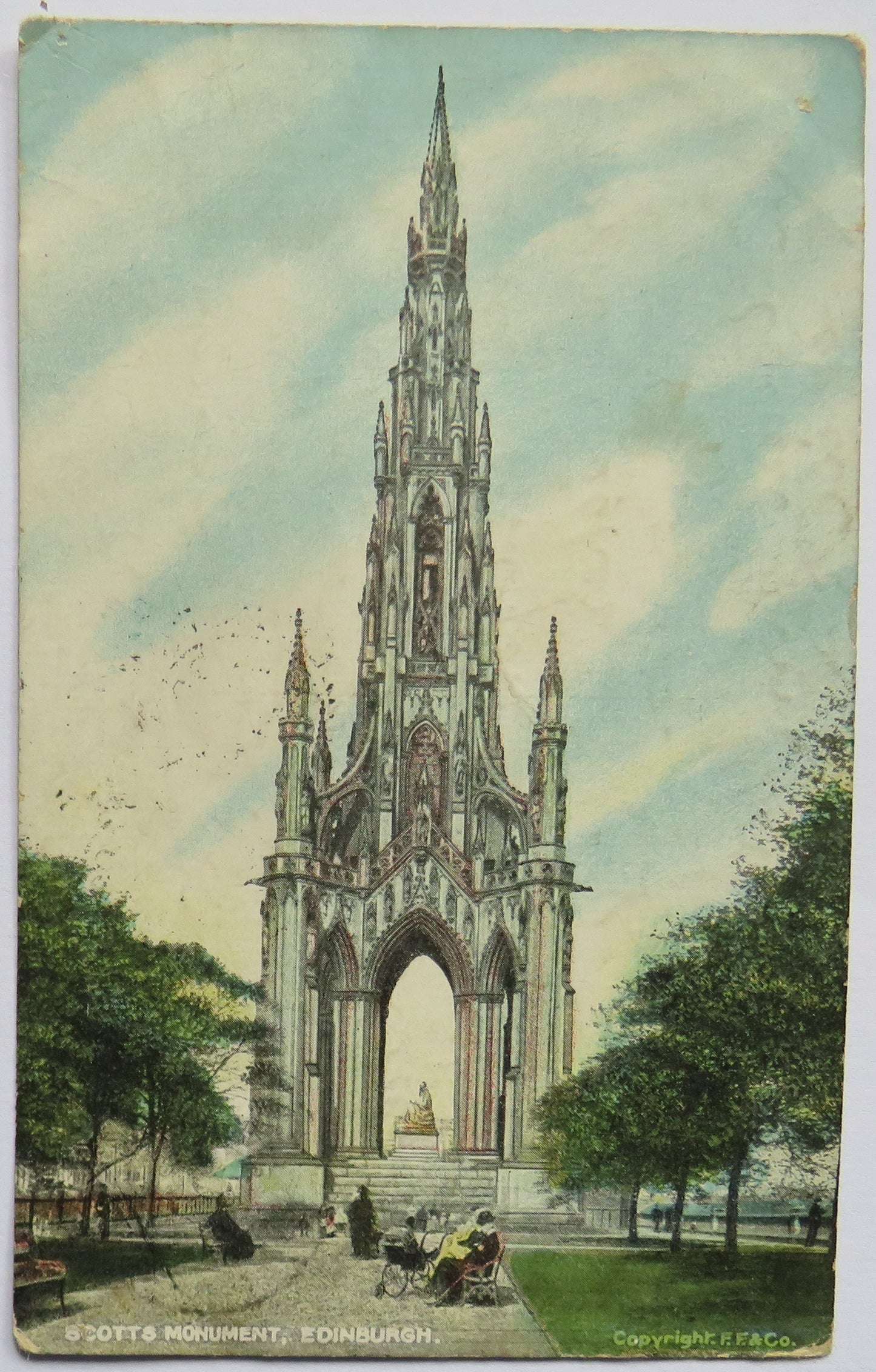 Vintage Postcard of Scotts Monument, Edinburgh, 1906