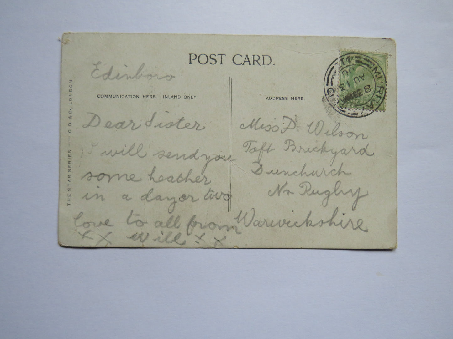 Vintage Postcard of Scotts Monument, Edinburgh, 1906