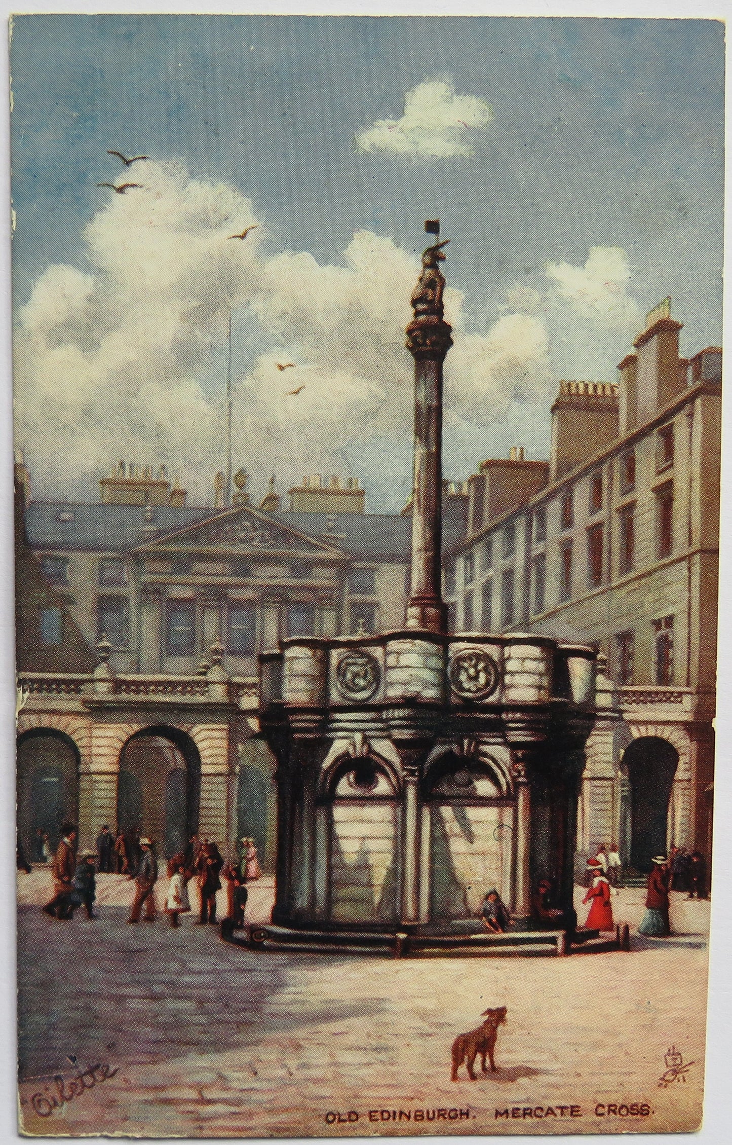 Vintage Postcard of Old Edinburgh, Mercate Cross, 1905