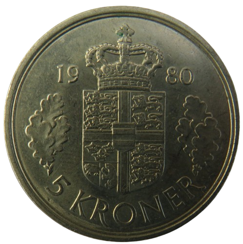 1980 Denmark 5 Kroner Coin