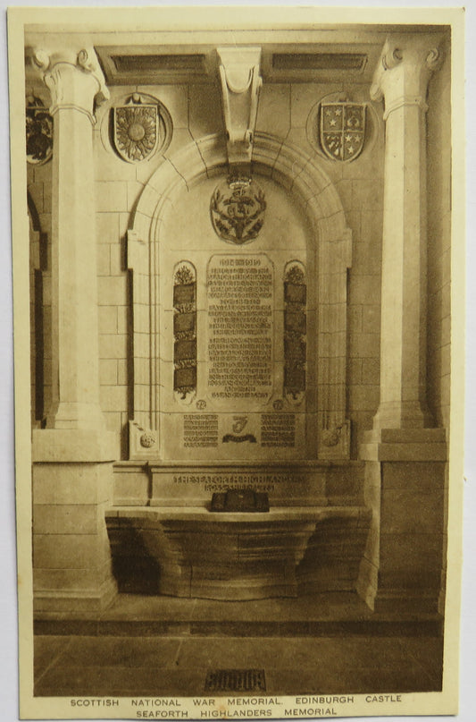 Vintage Postcard of Scottish National War Memorial, Edinburgh Castle, Seaforth Highlanders Memorial