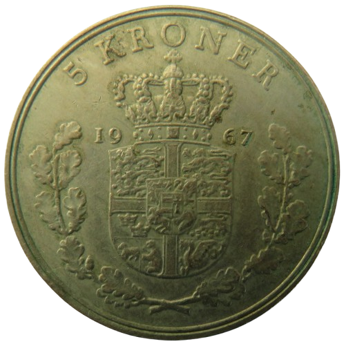1967 Denmark 5 Kroner Coin
