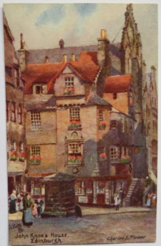 Vintage Postcard of John Knox's House, Edinburgh, Charles E. Flower