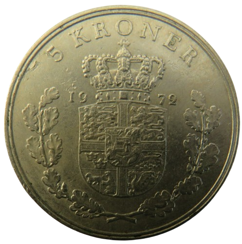 1972 Denmark 5 Kroner Coin