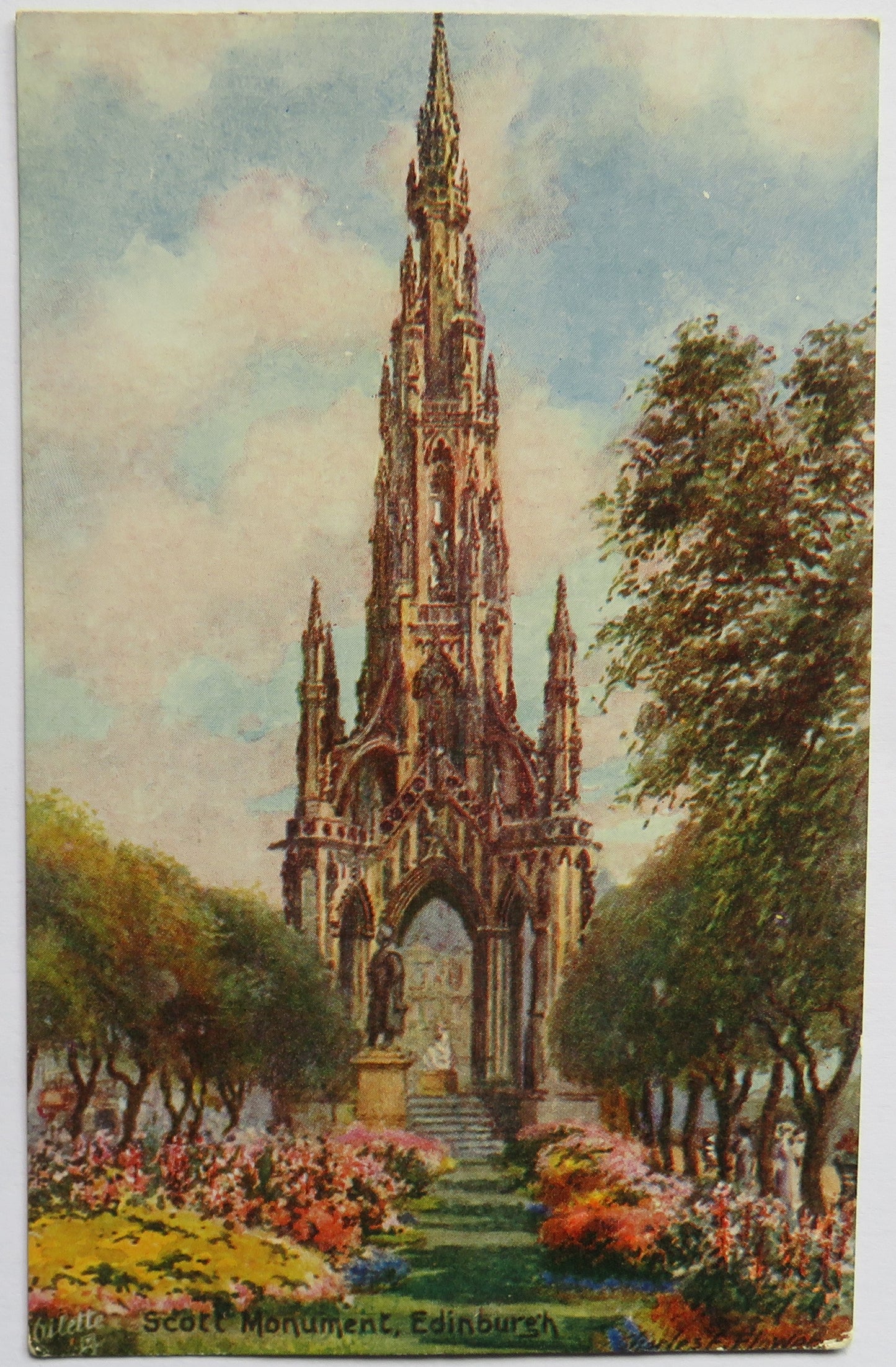 Vintage Postcard of Scott Monument, Edinburgh - Oilette Postcard