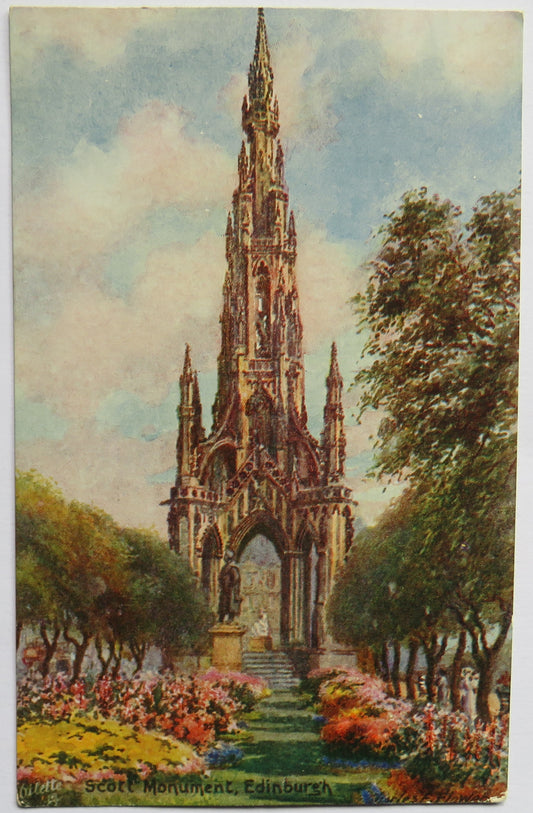 Vintage Postcard of Scott Monument, Edinburgh - Oilette Postcard